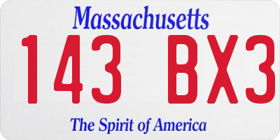 MA license plate 143BX3