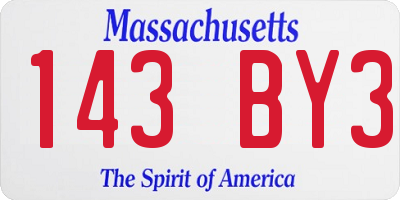 MA license plate 143BY3