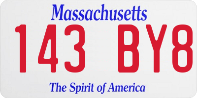 MA license plate 143BY8