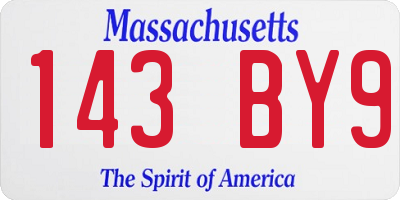 MA license plate 143BY9