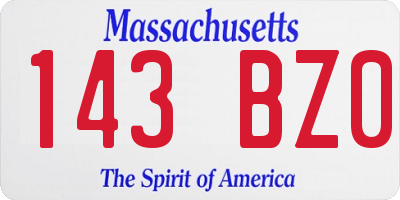 MA license plate 143BZ0