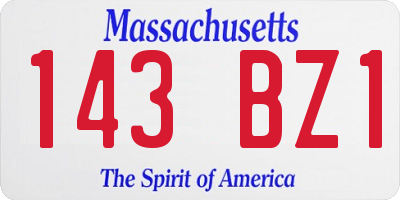 MA license plate 143BZ1