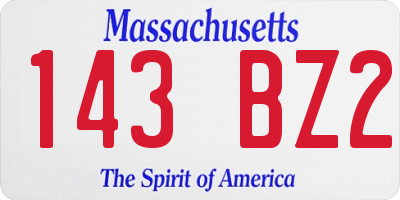 MA license plate 143BZ2