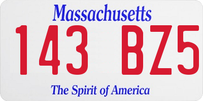 MA license plate 143BZ5