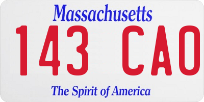 MA license plate 143CA0
