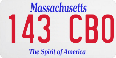MA license plate 143CB0