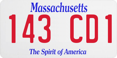 MA license plate 143CD1