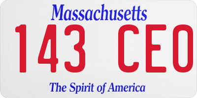 MA license plate 143CE0