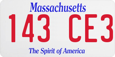 MA license plate 143CE3