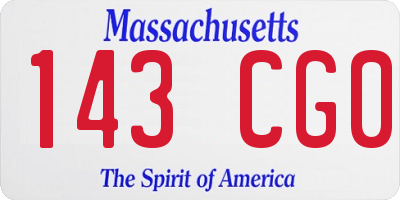 MA license plate 143CG0