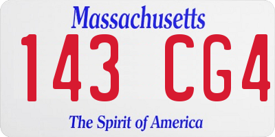 MA license plate 143CG4