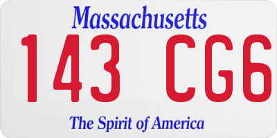 MA license plate 143CG6