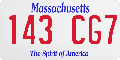 MA license plate 143CG7