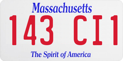 MA license plate 143CI1