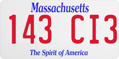 MA license plate 143CI3