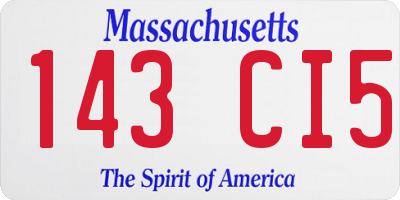 MA license plate 143CI5