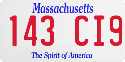 MA license plate 143CI9