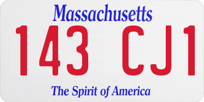MA license plate 143CJ1