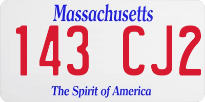 MA license plate 143CJ2