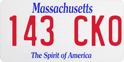 MA license plate 143CK0