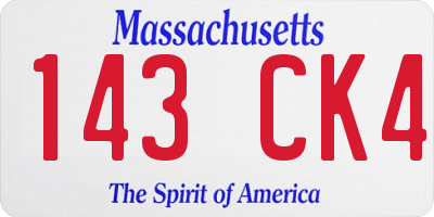 MA license plate 143CK4