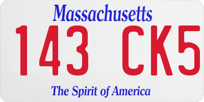 MA license plate 143CK5