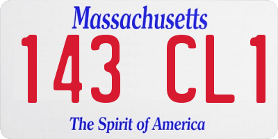 MA license plate 143CL1