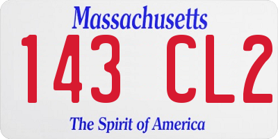 MA license plate 143CL2