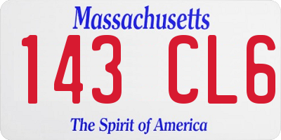 MA license plate 143CL6