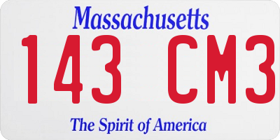 MA license plate 143CM3