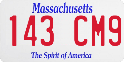 MA license plate 143CM9