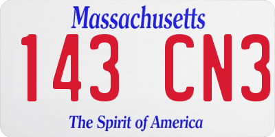 MA license plate 143CN3
