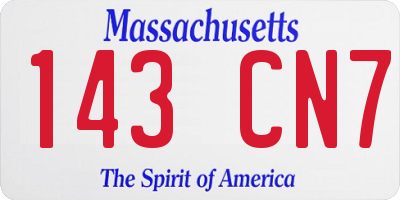 MA license plate 143CN7
