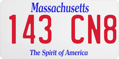 MA license plate 143CN8