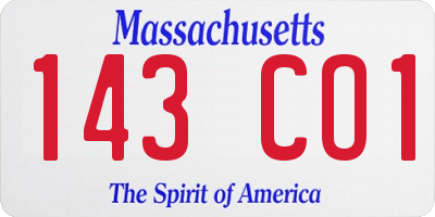 MA license plate 143CO1