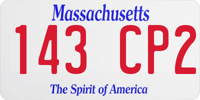 MA license plate 143CP2