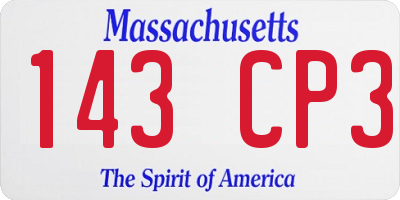 MA license plate 143CP3