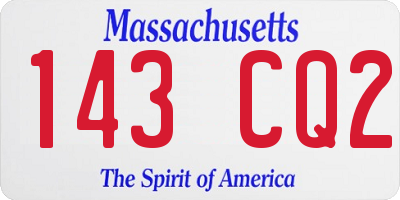 MA license plate 143CQ2
