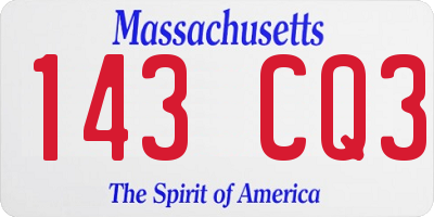 MA license plate 143CQ3
