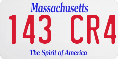 MA license plate 143CR4