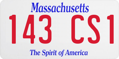 MA license plate 143CS1