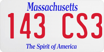 MA license plate 143CS3
