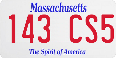 MA license plate 143CS5