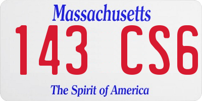 MA license plate 143CS6