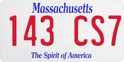MA license plate 143CS7