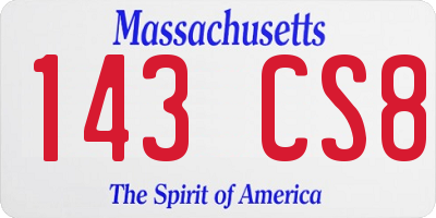 MA license plate 143CS8