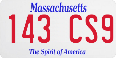 MA license plate 143CS9