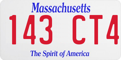MA license plate 143CT4