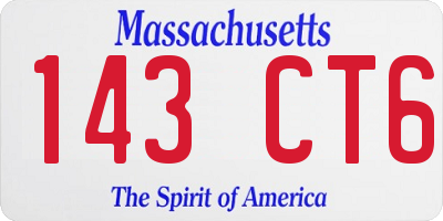 MA license plate 143CT6