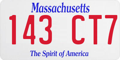 MA license plate 143CT7